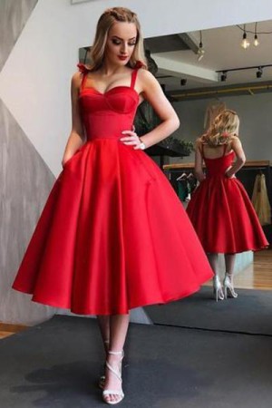 Chic Red Sweetheart Spaghetti Straps A Line Homecoming Dress M602 – Ombreprom