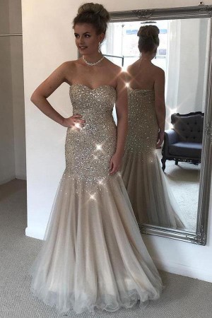 Stunning Sweetheart Mermaid Strapless Tulle With Beading A Line Prom Dress P806
– Ombreprom