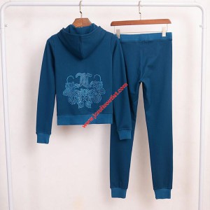Juicy Couture Embroidery JC Velour Tracksuit 3225 2pcs Women Suits Blue