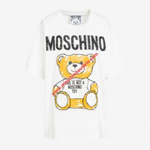 Moschino Brushstroke Teddy Bear Womens Short Sleeves T-Shirt White