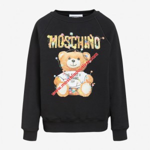 Moschino Christmas Teddy Womens Long Sleeves Sweater Black