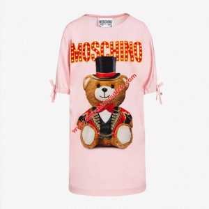 Moschino Circus Teddy Womens Short Sleeves Short Dress Pink