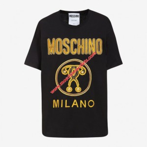 Moschino Embroidery Question Womens Short Sleeves T-Shirt Black