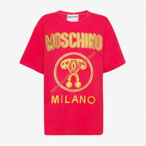 Moschino Embroidery Question Womens Short Sleeves T-Shirt Red