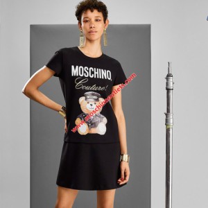 Moschino Loves Printemps Bear Womens Short Sleeves Short Dress Black