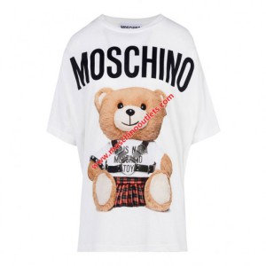 Moschino Punk Bear Womens Short Sleeves T-Shirt White
