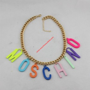 Moschino Rainbow Logo Women Chain Necklace Gold