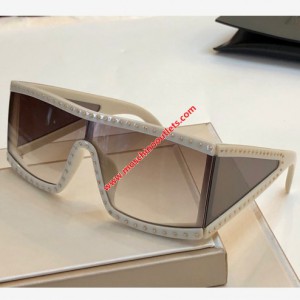 Moschino Rectangular Studded Sunglasses White
