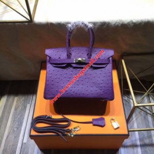 Hermes Birkin Bag Ostrich Leather Gold Hardware In Purple