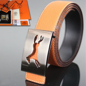 Hermes Constance Horse Belt Leather Palladium Hardware In Orange