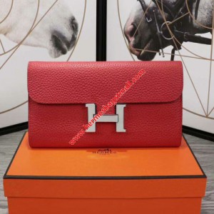 Hermes Constance Wallet Epsom Leather Palladium Hardware In Red