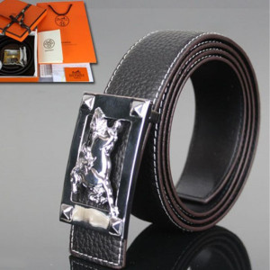 Hermes Constance Wild Horse Belt Leather Palladium Hardware In Black