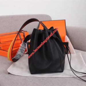 Hermes Licol Bag Evercolor Calfskin Palladium Hardware In Black