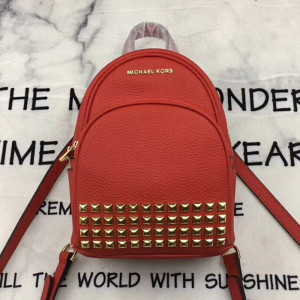 MICHAEL Michael Kors Abbey Extra-Small Studded Leather Backpack Red