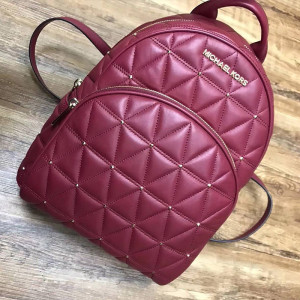 MICHAEL Michael Kors Abbey Quilted-Leather Backpack Red