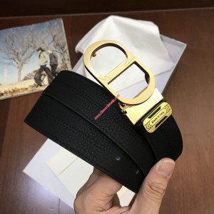Dior CD Belt in Embossed Calfskin Black/Gold