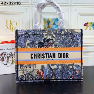 Dior Book Tote in Embroidered Canvas Blue