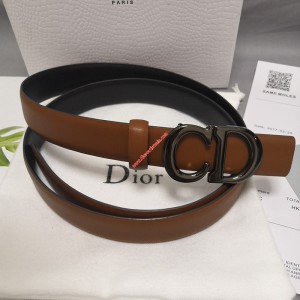 Dior CD Belt in Patent Calfskin Brown