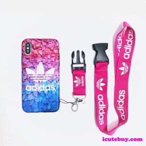 ピンク系 Adidas iPhone11 Pro/XS Max/XRケース ストラップ付き 芸能人愛用 icutebuy.com通販