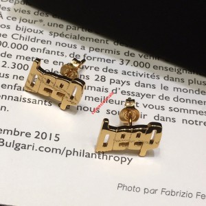 Celine Alphabet beep Studs Earrings In Brass With Gold Finish Gold Outlet Celine Cheap Sale Store