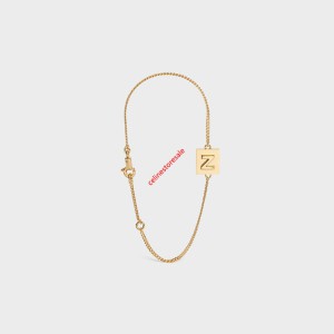 Celine Alphabet Bracelet In Brass With Gold Finish Gold Outlet Celine Cheap Sale Store