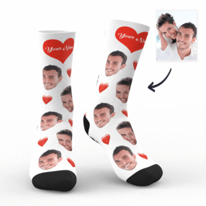 Kundenspezifische Foto Liebes Gesichts Socken mit Text
– MadeMine.de