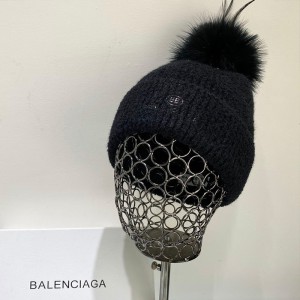 Balenciaga Rabbit Fur Knitted Hat In Black Outlet Balenciaga Cheap Sale Store