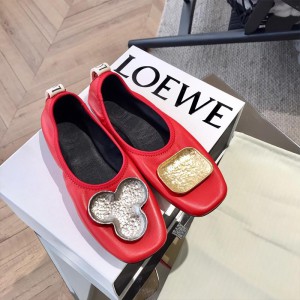 Loewe Shamrock Ballerina Flats In Red Outlet Loewe Cheap Sale Store