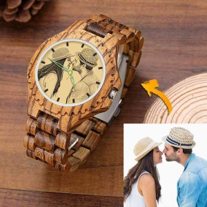 Men’s Engraved Wooden Photo Watch Wooden Strap 45mm – GetCustomPhoneCase