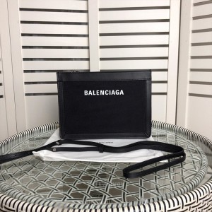Balenciaga Navy Pouch With Strap In Black Outlet Balenciaga Cheap Sale Store
