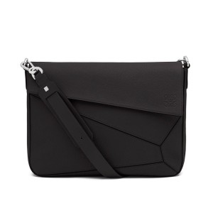Loewe Puzzle Messenger Grained Calfskin In Black Outlet Loewe Cheap Sale Store