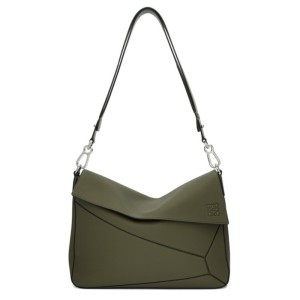 Loewe Puzzle Messenger Grained Calfskin In Green Outlet Loewe Cheap Sale Store