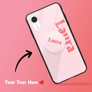 Custom iPhone Case & Grip With Name Airy Pink Text iPhone Case – GetCustomPhoneCase