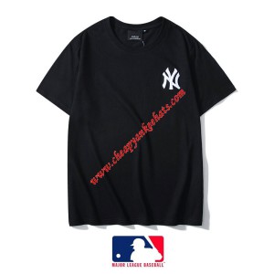 MLB NY Embroidery Logo Short Sleeve T-shirt New York Yankees Black