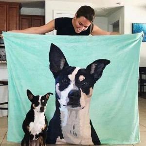 Custom Dog Blankets Personalized Pet Photo Blankets Painted Art Portrait