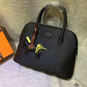 Hermes Bolide Bag Togo Leather Palladium Hardware In Black Outlet Hermes Cheap Sale Store