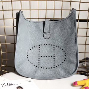 Hermes Evelyne Bag Clemence Leather Palladium Hardware In Sky Blue Outlet Hermes Cheap Sale Store