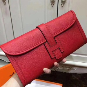 Hermes Jige Elan Clutch Epsom Leather In Red Outlet Hermes Cheap Sale Store