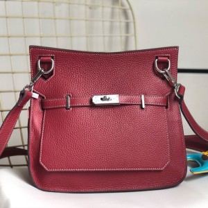 Hermes Jypsiere Bag Clemence Leather Palladium Hardware In Burgundy Outlet Hermes Cheap Sale Store