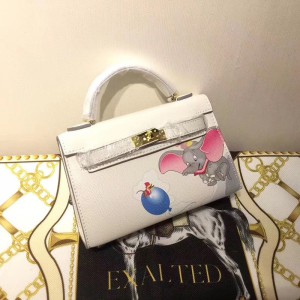 Hermes Kelly Mini Dumbo Bag Togo Leather Gold Hardware In White Outlet Hermes Cheap Sale Store