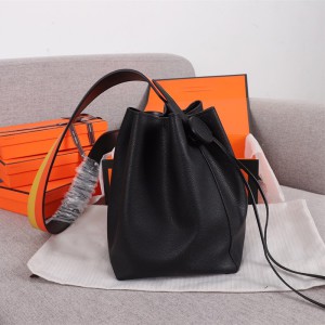 Hermes Licol Bag Evercolor Calfskin Palladium Hardware In Black Outlet Hermes Cheap Sale Store