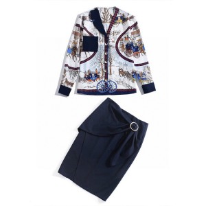 Hermes Printing Suits In Navy Blue Outlet Hermes Cheap Sale Store