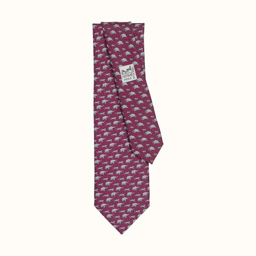 Hermes Sauve Qui Peut Twillbi Tie Burgundy