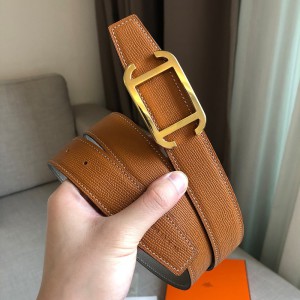 Hermes Society 32 Reversible Belt Togo Leather In Brown/Grey Outlet Hermes Cheap Sale Store