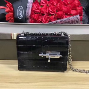 Hermes Verrou Chaine Mini Bag Alligator Leather Palladium Hardware In Black Outlet Hermes Cheap  ...