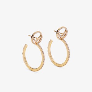 F is Fendi Circular Earrings In Crystals Metal Gold