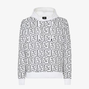 Fendi FF Contrasting Jersey Sweatshirt In Cotton White