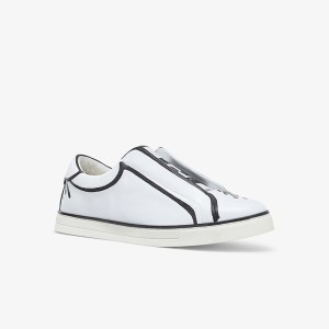 Fendi Graphic FF Slip-Ons In Roma Joshua Vides Leather White