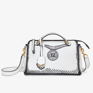 Fendi Medium By The Way Boston Bag In Iconic Calfskin White