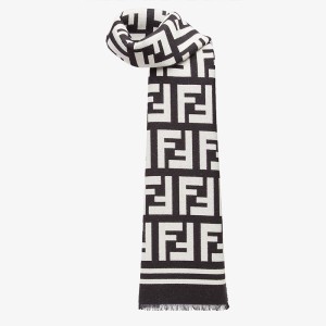 Fendi FF Scarf In Silk Black